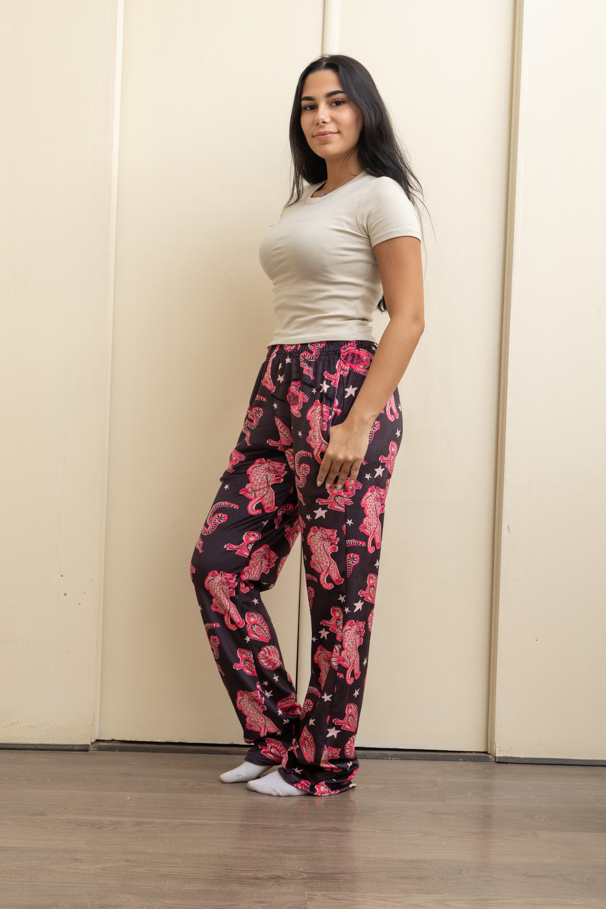 Image of Black Velvet-Touch Pajama Pants